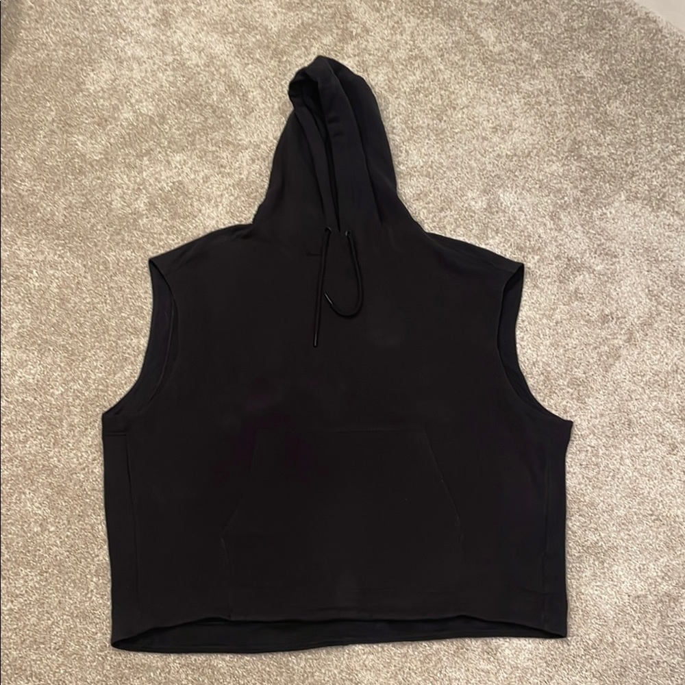 Athleta Black Sleeveless Crop Hoodie